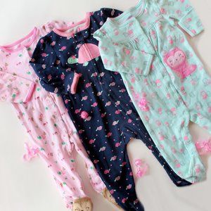 6-9 m Baby Girls Footed Sleeper Pajamas Carters